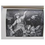 Set of Antique circa 1900 Leather Bound Books Large Illustrated Character Sketches by Brewer