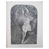 Set of Antique circa 1900 Leather Bound Books Large Illustrated Character Sketches by Brewer