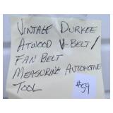 Vintage Service Station Durkee Atwood Advertising V-Belt/Fan Belt MEasuring Tool