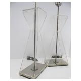 Mid Century Designer Lucite & Chrome Table Lamps by LAUREL Lamp Company