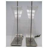 Mid Century Designer Lucite & Chrome Table Lamps by LAUREL Lamp Company