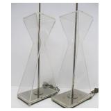 Mid Century Designer Lucite & Chrome Table Lamps by LAUREL Lamp Company