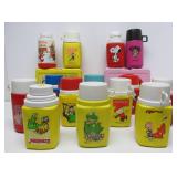 Large Group of Assorted Vintage Thermoses & 2 Lunchboxes