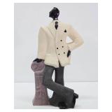 Large Retro Vintage Ceramic Statue of a Gentleman in White Jacket