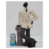 Large Retro Vintage Ceramic Statue of a Gentleman in White Jacket