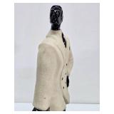 Large Retro Vintage Ceramic Statue of a Gentleman in White Jacket
