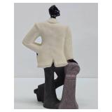 Large Retro Vintage Ceramic Statue of a Gentleman in White Jacket