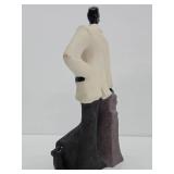 Large Retro Vintage Ceramic Statue of a Gentleman in White Jacket