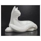 Large Vintage White Ceramic Art Pottery HAEGER Cat Statue