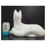 Large Vintage White Ceramic Art Pottery HAEGER Cat Statue
