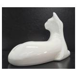Large Vintage White Ceramic Art Pottery HAEGER Cat Statue