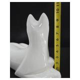 Large Vintage White Ceramic Art Pottery HAEGER Cat Statue