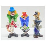 3 Vintage MURANO Glass Clowns