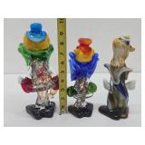 3 Vintage MURANO Glass Clowns