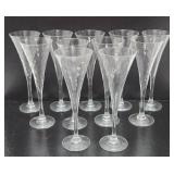Set of 11 Signed ORREFORS Champagne Flutes