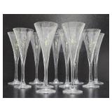 Set of 11 Signed ORREFORS Champagne Flutes