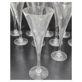 Set of 11 Signed ORREFORS Champagne Flutes