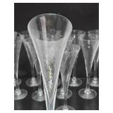 Set of 11 Signed ORREFORS Champagne Flutes