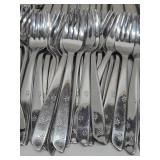 LARGE Set of Mid Century Stainless Flatware w/Snowflake or Flower Design - Superior Stainless