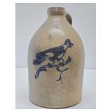Early Salt Glazed Stoneware Jug w/Great Bird Decoration - Norton - Bennington, Vermont
