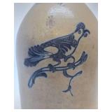 Early Salt Glazed Stoneware Jug w/Great Bird Decoration - Norton - Bennington, Vermont