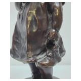 Antique Signed Solid Bronze Sculpture of a Young Girl by Juan Clara
