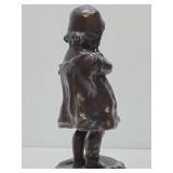 Antique Signed Solid Bronze Sculpture of a Young Girl by Juan Clara