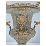 Impressive Ornate Antique Porcelain Vase w/Gilt Handles & Hardware