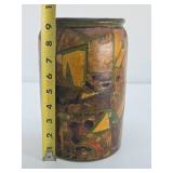 Large Antique Stoneware Tobacco Jar w/Old Cigar Labels - Weyman