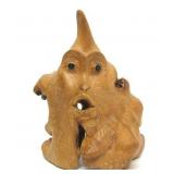 Very Cool Vintage Carved Burled Wood Folk Art Face Sculpture