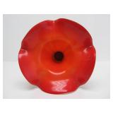 Very Nice Large Vintage Hand Blown Glass Flower Vase - Red, White & Green