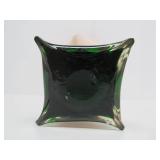 Very Nice Large Vintage Hand Blown Glass Flower Vase - Red, White & Green