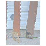3 LARGE Old Vintage Crosscut etc Logging Saws - One Marked Disston & sons