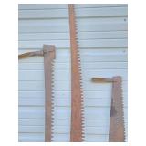 3 LARGE Old Vintage Crosscut etc Logging Saws - One Marked Disston & sons