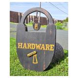 Awesome LARGE Wooden Oversized Lock Hardware Store Trade Sign