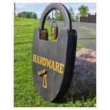 Awesome LARGE Wooden Oversized Lock Hardware Store Trade Sign
