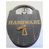 Awesome LARGE Wooden Oversized Lock Hardware Store Trade Sign