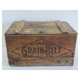 Antique Pre-Prohibition GRAIN BELT Wooden Advertising Beer Crate w/Lid