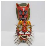 2 Vintage Carved & Painted Boar Masks - One w/Real Teeth