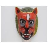 2 Vintage Carved & Painted Boar Masks - One w/Real Teeth