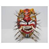2 Vintage Carved & Painted Boar Masks - One w/Real Teeth