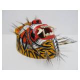 2 Vintage Carved & Painted Boar Masks - One w/Real Teeth