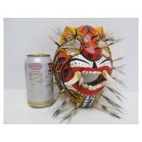 2 Vintage Carved & Painted Boar Masks - One w/Real Teeth