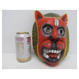 2 Vintage Carved & Painted Boar Masks - One w/Real Teeth