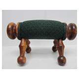 Very Nice Vintage Padded & Turned Wood Footstool
