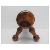 Very Nice Vintage Padded & Turned Wood Footstool