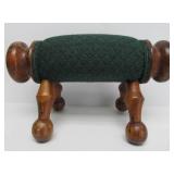 Very Nice Vintage Padded & Turned Wood Footstool