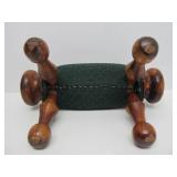 Very Nice Vintage Padded & Turned Wood Footstool