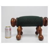 Very Nice Vintage Padded & Turned Wood Footstool