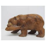 Larger Vintage Hand Carved Wood Japanese Bear Sculpture - "Kibori Kuma"